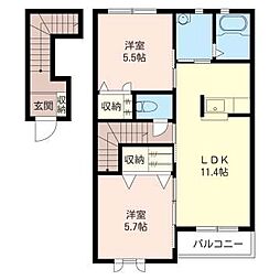 アメージングコート1 2LDKの間取図画像