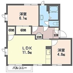 Mi-ZONED 2LDKの間取図画像