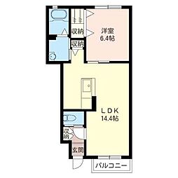 アリスタD 1LDKの間取図画像