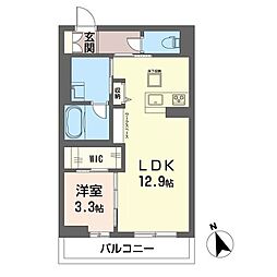 ラ・メール3 1LDKの間取図画像