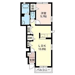 メゾンラメールＹ 1階1LDKの間取り