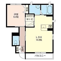 ヴィラ・クレストE棟 1LDKの間取図画像