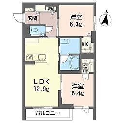 アトリエール 2LDKの間取図画像