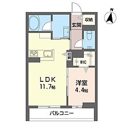 アトリエール 1LDKの間取図画像