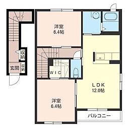 ピースクレール 2LDKの間取図画像