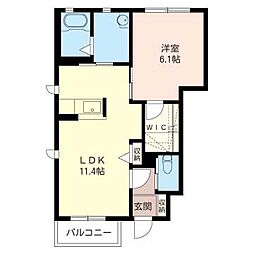 アルファWEST 1LDKの間取図画像