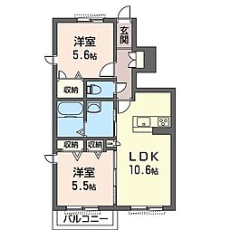 レーベンブルーム城東 2LDKの間取図画像