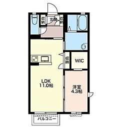 メゾン・ド・華　Ａ 1階1LDKの間取り