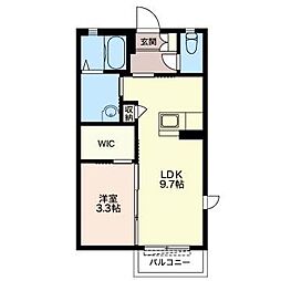 シティーハイムWING笠原 1LDKの間取図画像