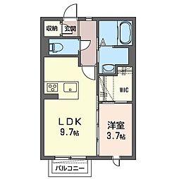 カーサベルデ 1LDKの間取図画像