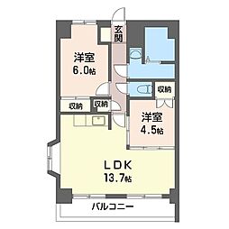 ヴェルデけやき 2LDKの間取図画像