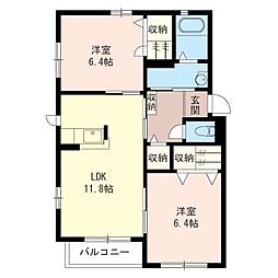 プリマベーラA 2LDKの間取図画像