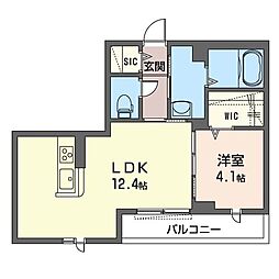 グレース　コート 3階1LDKの間取り