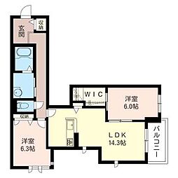 リブフラット 2LDKの間取図画像