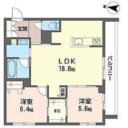 カーサレジーナ 2階2LDKの間取り