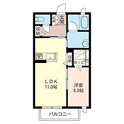 メゾン・レークヒル 2階1LDKの間取り