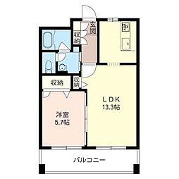 メゾンブランシェ 1LDKの間取図画像
