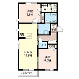 ベルデパティオB 2LDKの間取図画像