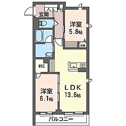 ガデンツァ 2LDKの間取図画像