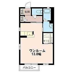 グリーンハット ワンルームの間取図画像