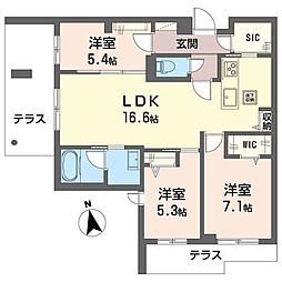 グランド ヒルズ 3LDKの間取図画像