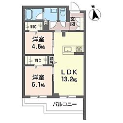 グランド ヒルズ 2LDKの間取図画像