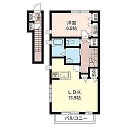 サンガーデンズC 1LDKの間取図画像