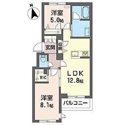 クーレグランツ 2LDKの間取図画像
