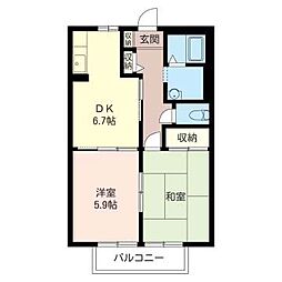 サンシャイントーコー3 2DKの間取図画像