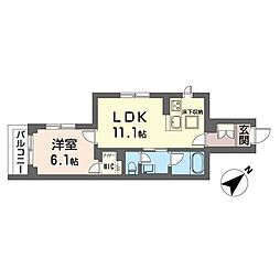 シャーメゾン大久良 1LDKの間取図画像