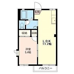 コートビレッジB 1LDKの間取図画像