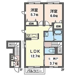 カーサ・アレグリア 2SLDKの間取図画像