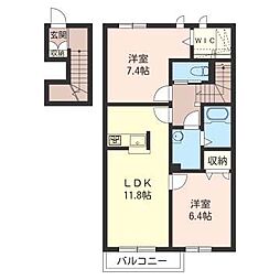 ロイヤルガーデン9 2LDKの間取図画像