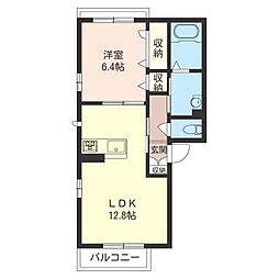 プロスペール 1LDKの間取図画像