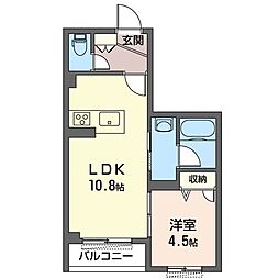 ラリュール1 1LDKの間取図画像