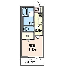 ラトュール1 1Kの間取図画像
