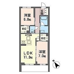 ティエンポ フェリズ I 2LDKの間取図画像
