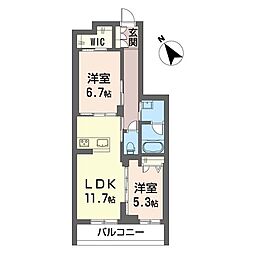 ティエンポ フェリズ I 2LDKの間取図画像