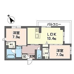 ティエンポ フェリズ I 2LDKの間取図画像