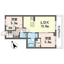 セルディーナ プリマ 2LDKの間取図画像