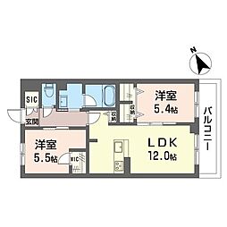 セルディーナ プリマ 2LDKの間取図画像