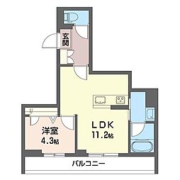 グラシューズエヌ 1LDKの間取図画像