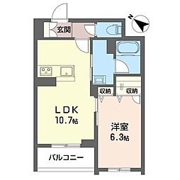 リシェ・フルール 1LDKの間取図画像