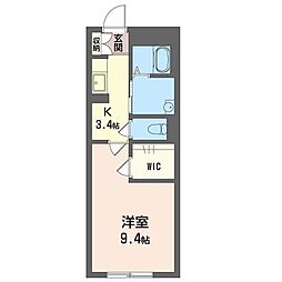 プランドール 1Kの間取図画像