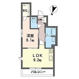リラフォート西千葉 2階1LDKの間取り