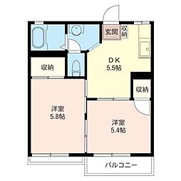 コスモコーポ黒砂 2Kの間取図画像