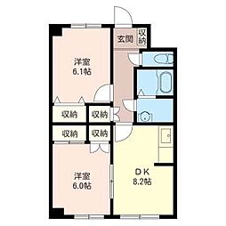 藤崎ビル 2DKの間取図画像