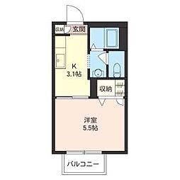 リヴェール小仲台 1Kの間取図画像