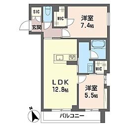 メゾン セキバ 2LDKの間取図画像