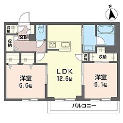 セルディーナ 2LDKの間取図画像